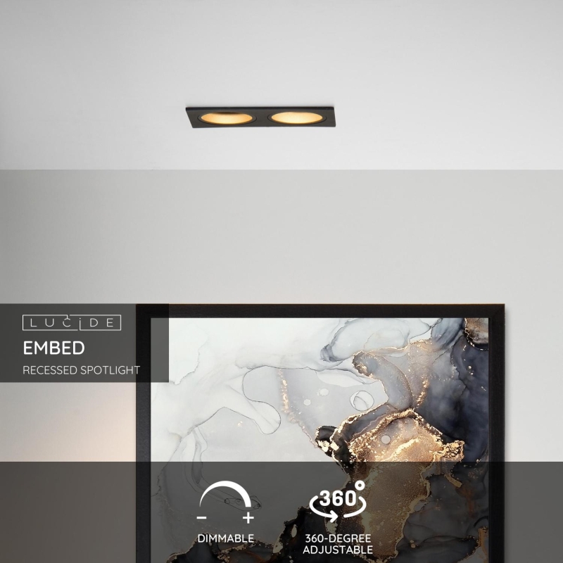 Lucide EMBED - Zapustené bodové svietidlo - 2xGU10 - Čierna